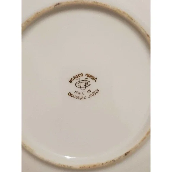 Vintage Ucagco Demitasse Cup & Saucer Set Pink Flower Gold Green Occupied Japan - Picture 5 of 5